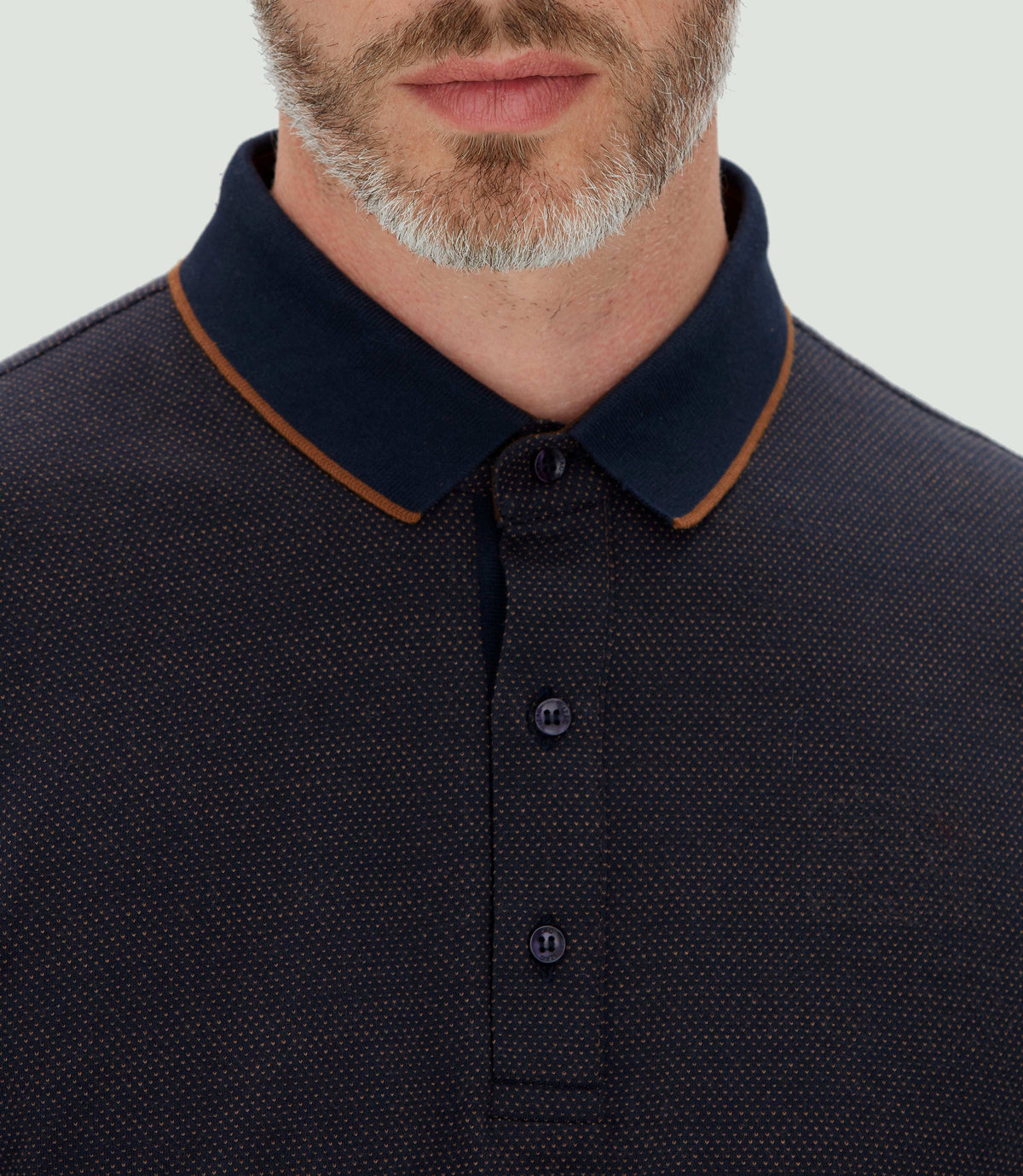 Polo jacquard manches longues marine "Cris" - IZAC