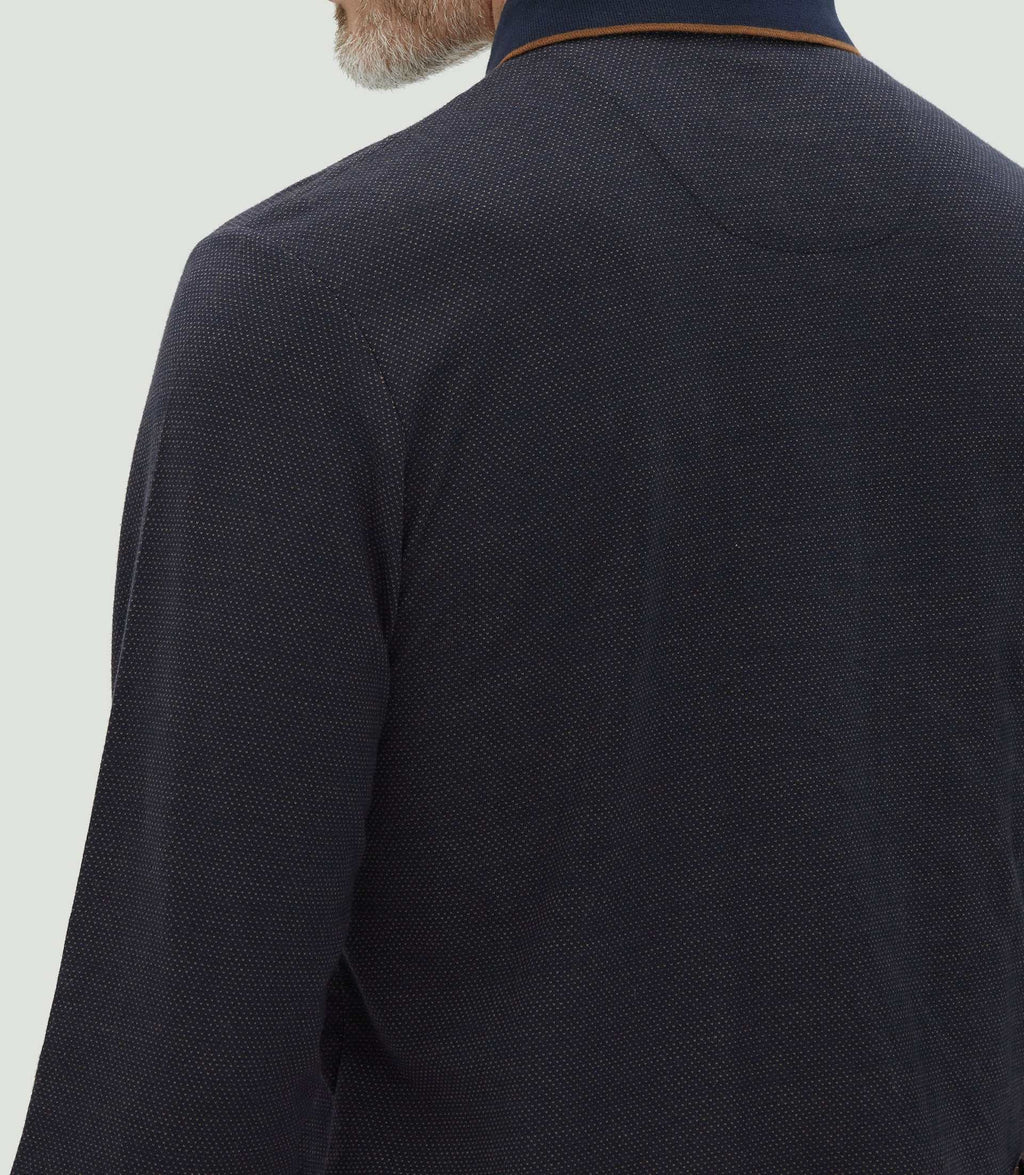 Polo jacquard manches longues marine "Cris" - IZAC