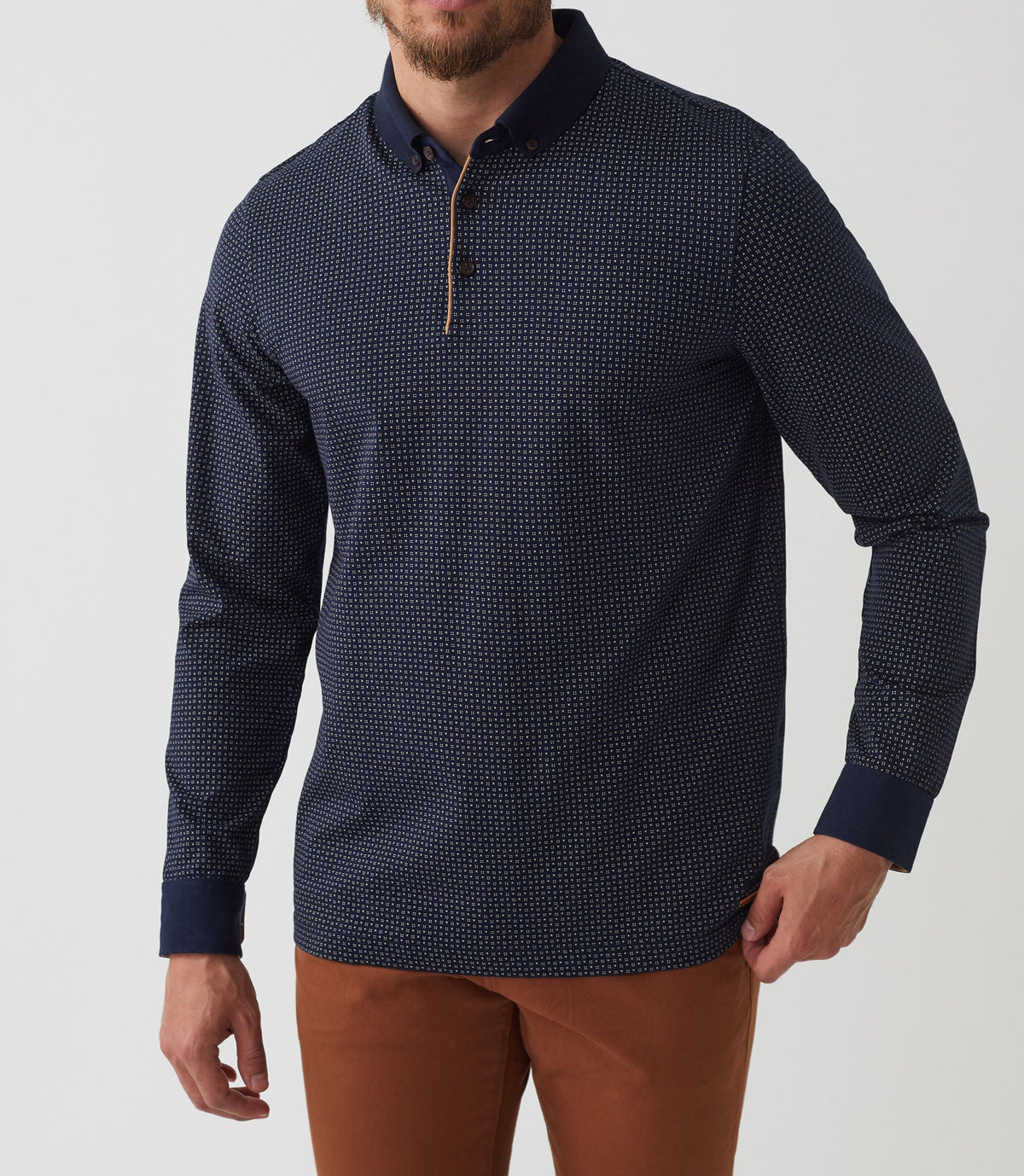 Polo manches longues marine "Daniel" - IZAC