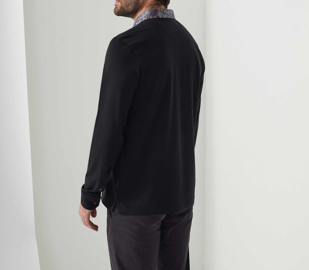 Polo manches longues noir "David" - IZAC