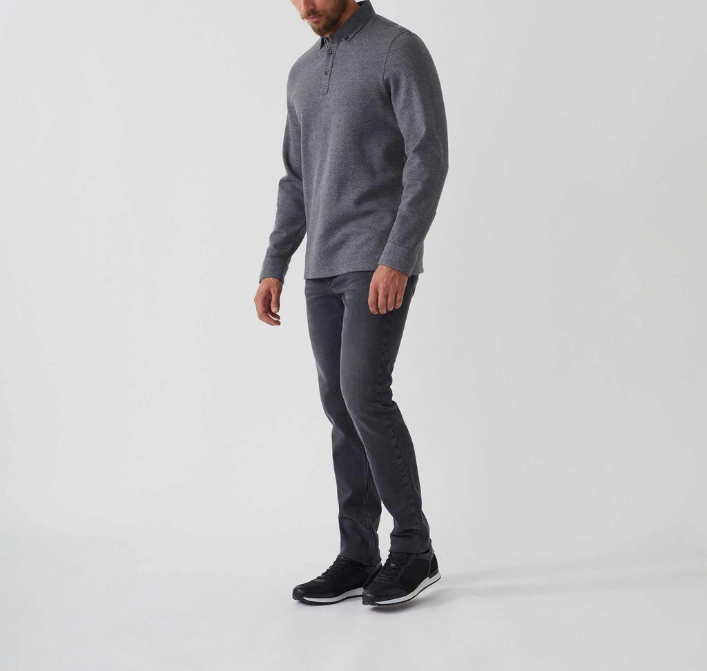 Polo manches longues gris "Derby" - IZAC