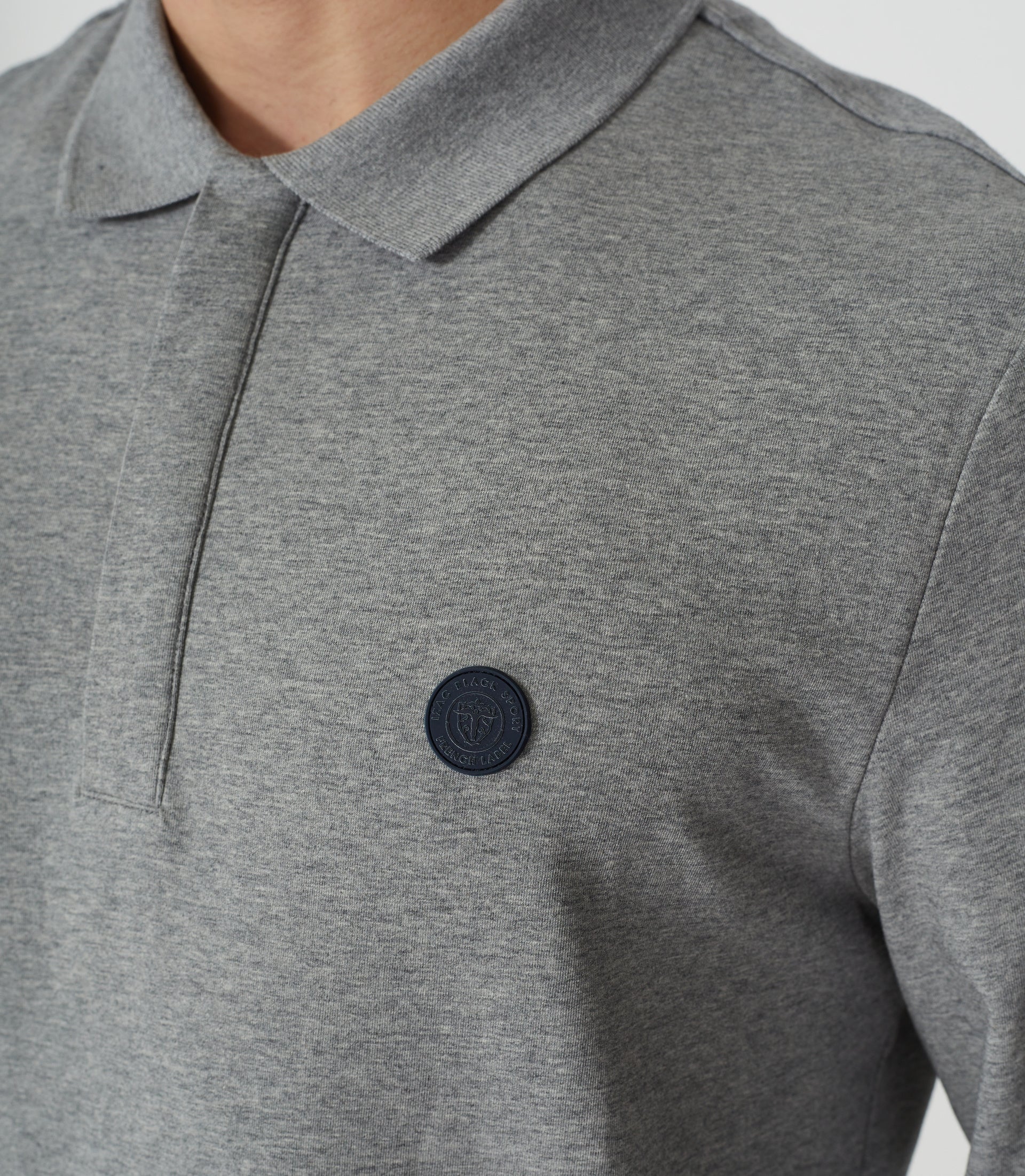 Polo manches longues gris chiné "Dexter" - IZAC