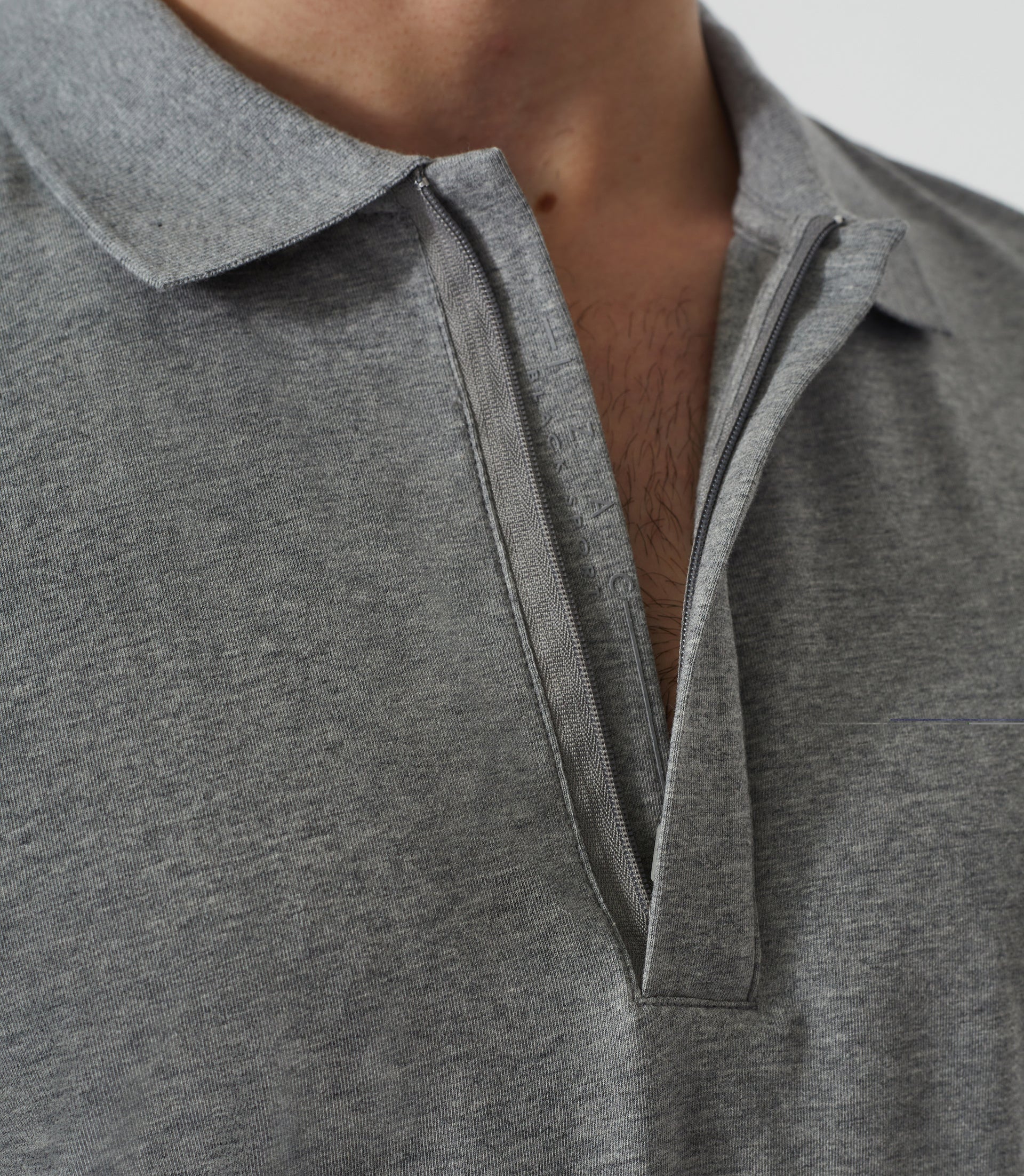 Polo manches longues gris chiné "Dexter" - IZAC