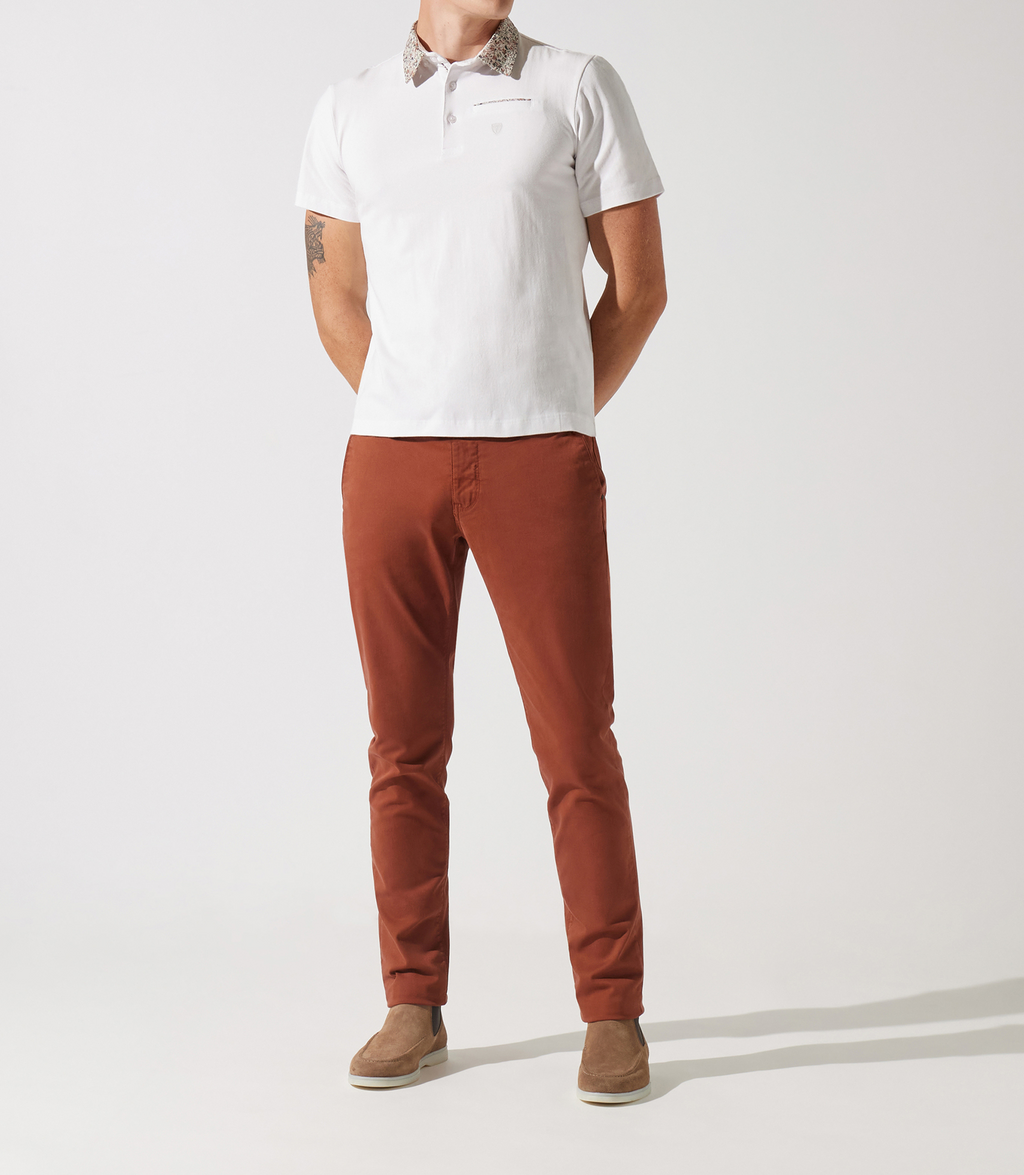 Polo col chemise manches courtes blanc GARCISSE - IZAC