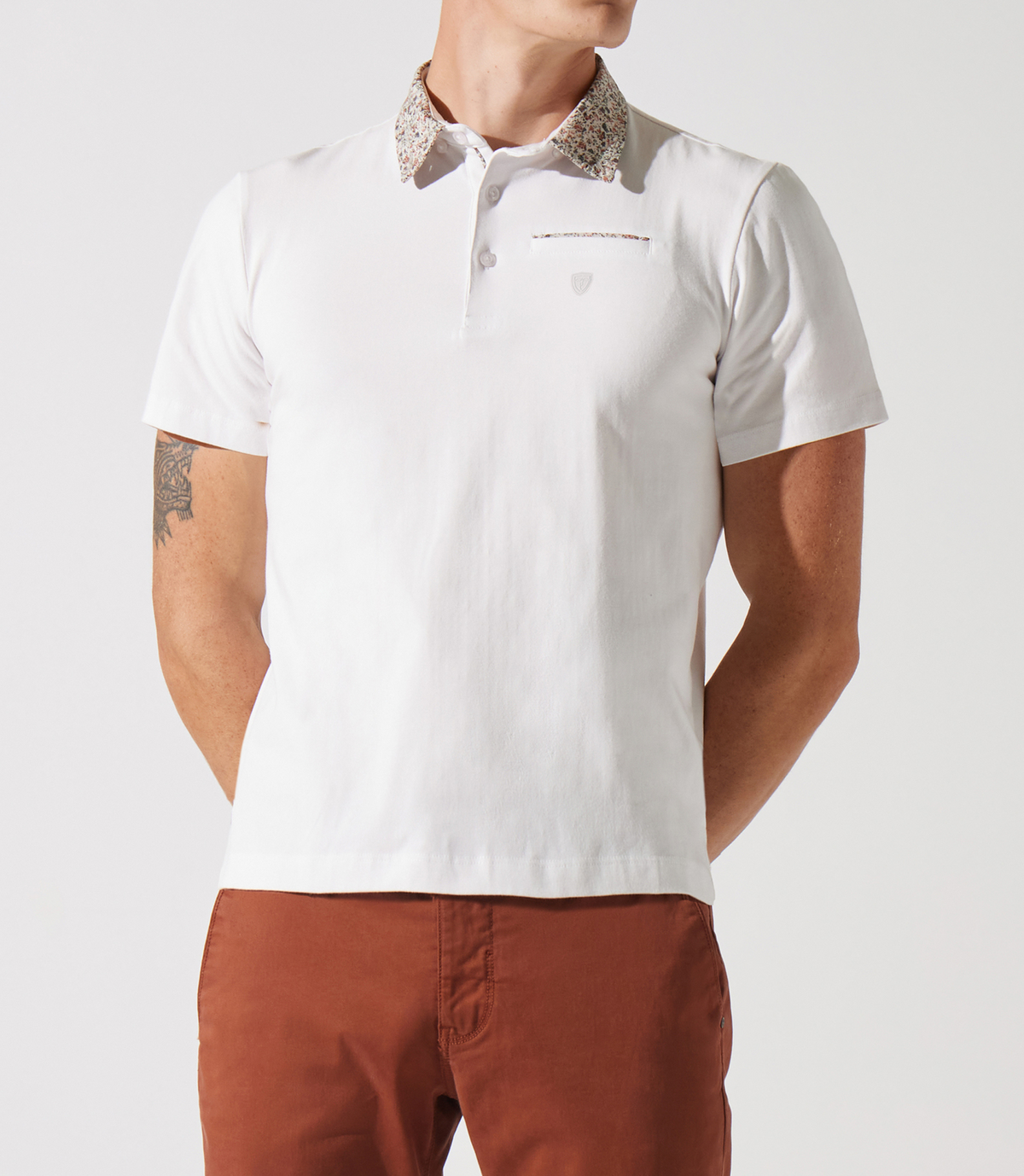 Polo col chemise manches courtes blanc GARCISSE - IZAC