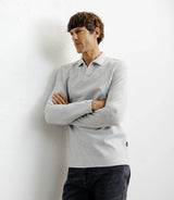 Polo col ouvert manches longues gris chine - IZAC