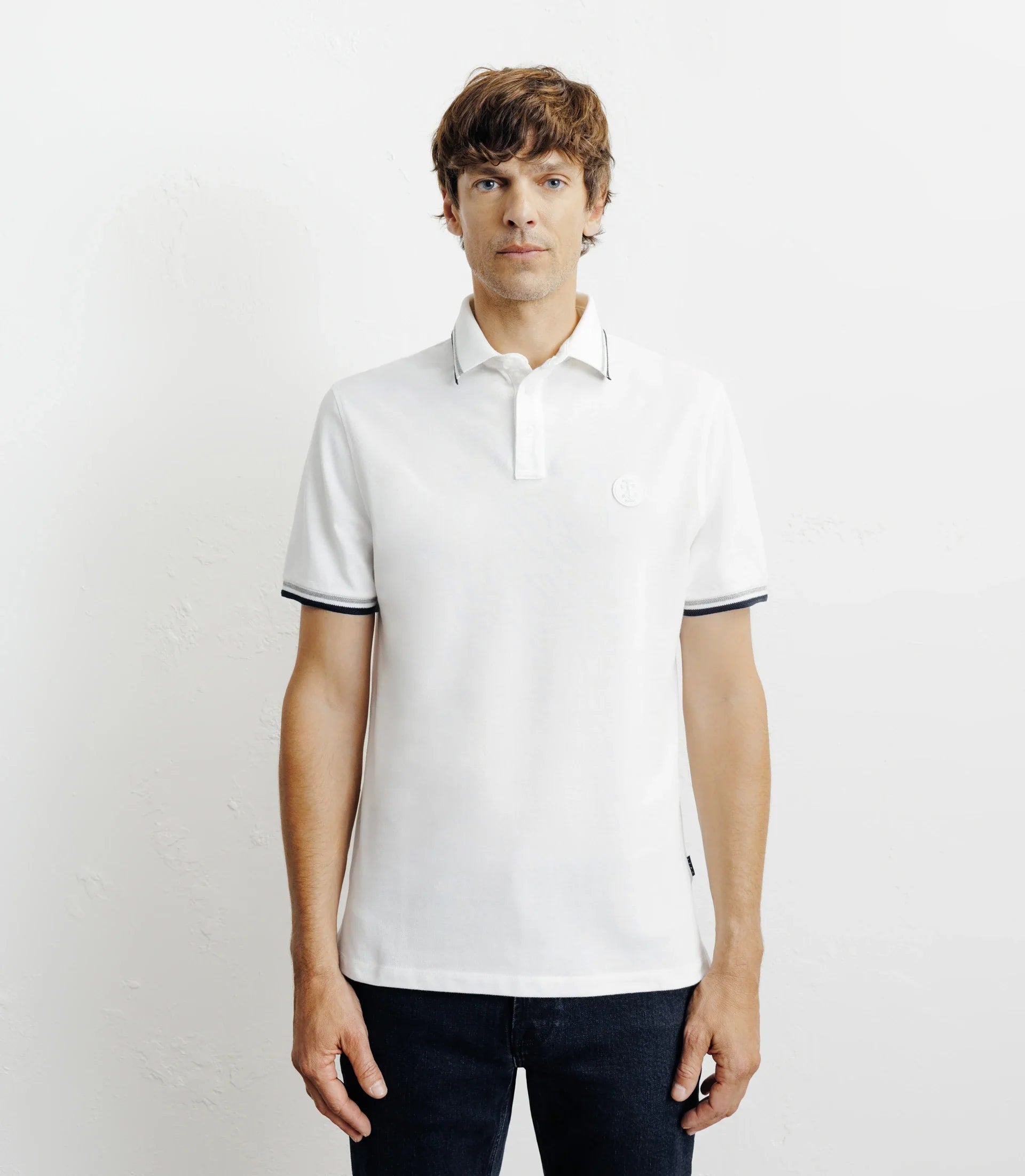 Polo piqué boutonné blanc - IZAC