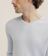 Pull col V manches longues bleu ciel - IZAC