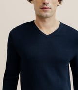 Pull col V manches longues marine - IZAC