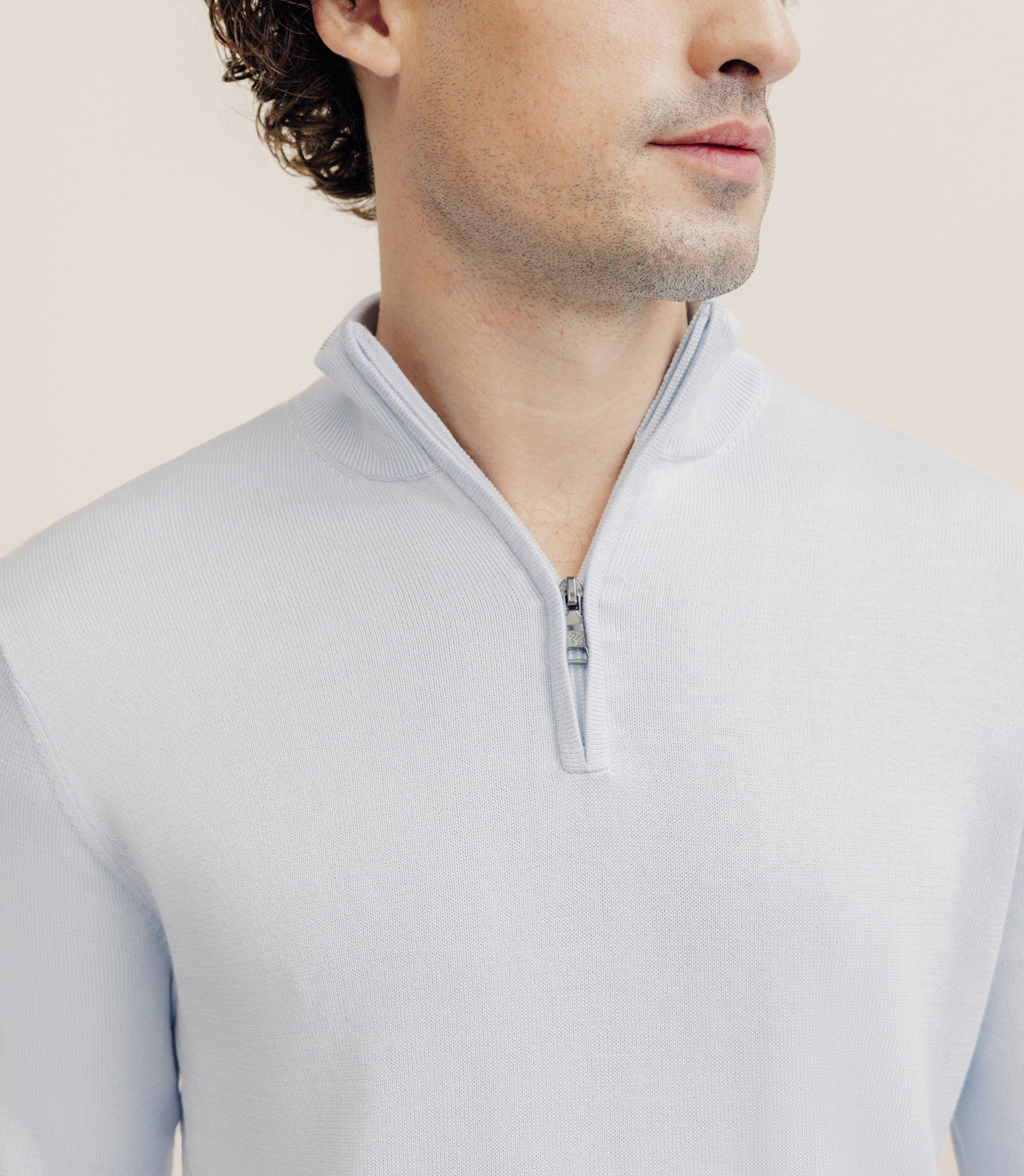 Pull col montant demi zippé bleu ciel - IZAC