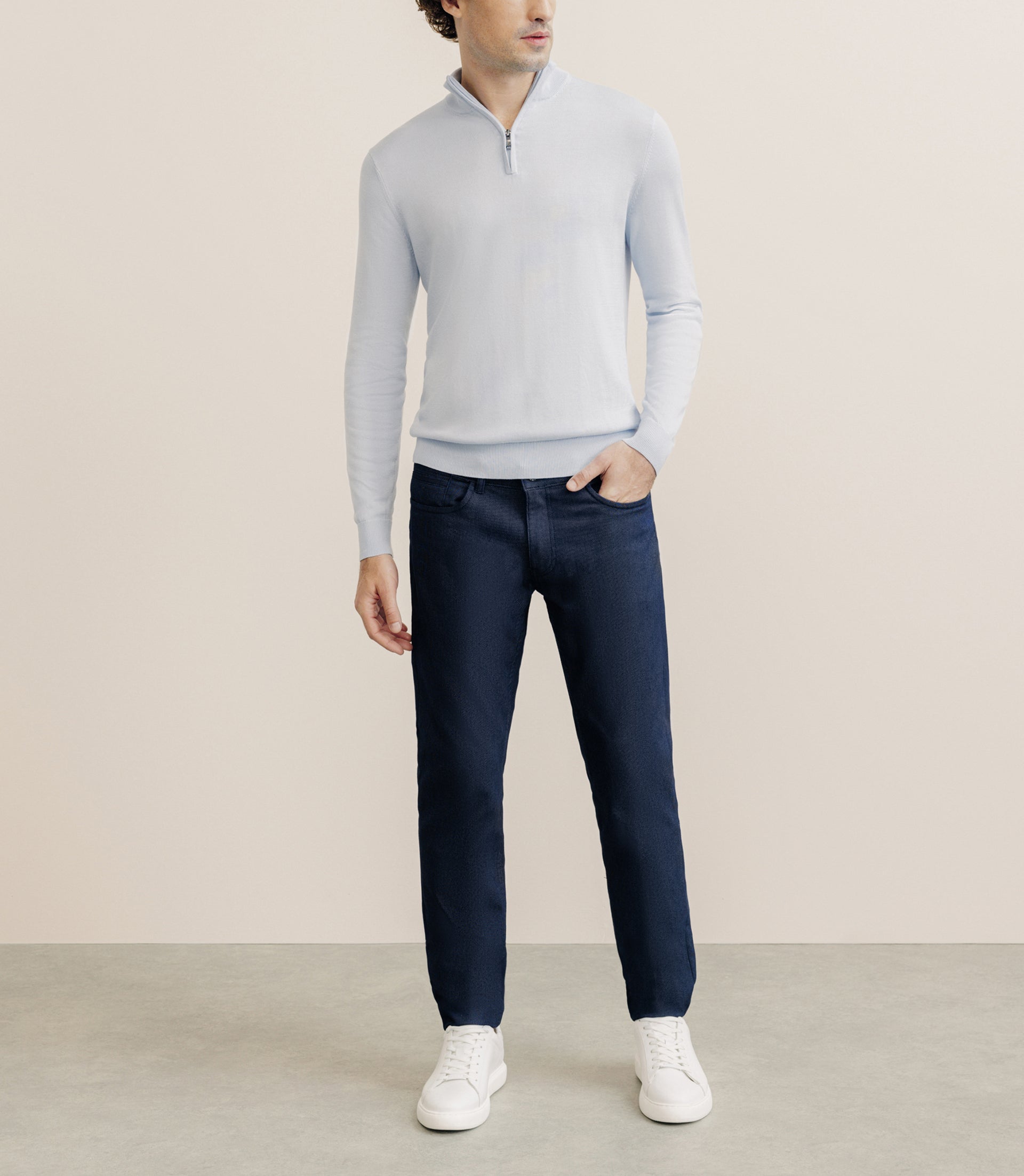 Pull col montant demi zippé bleu ciel - IZAC