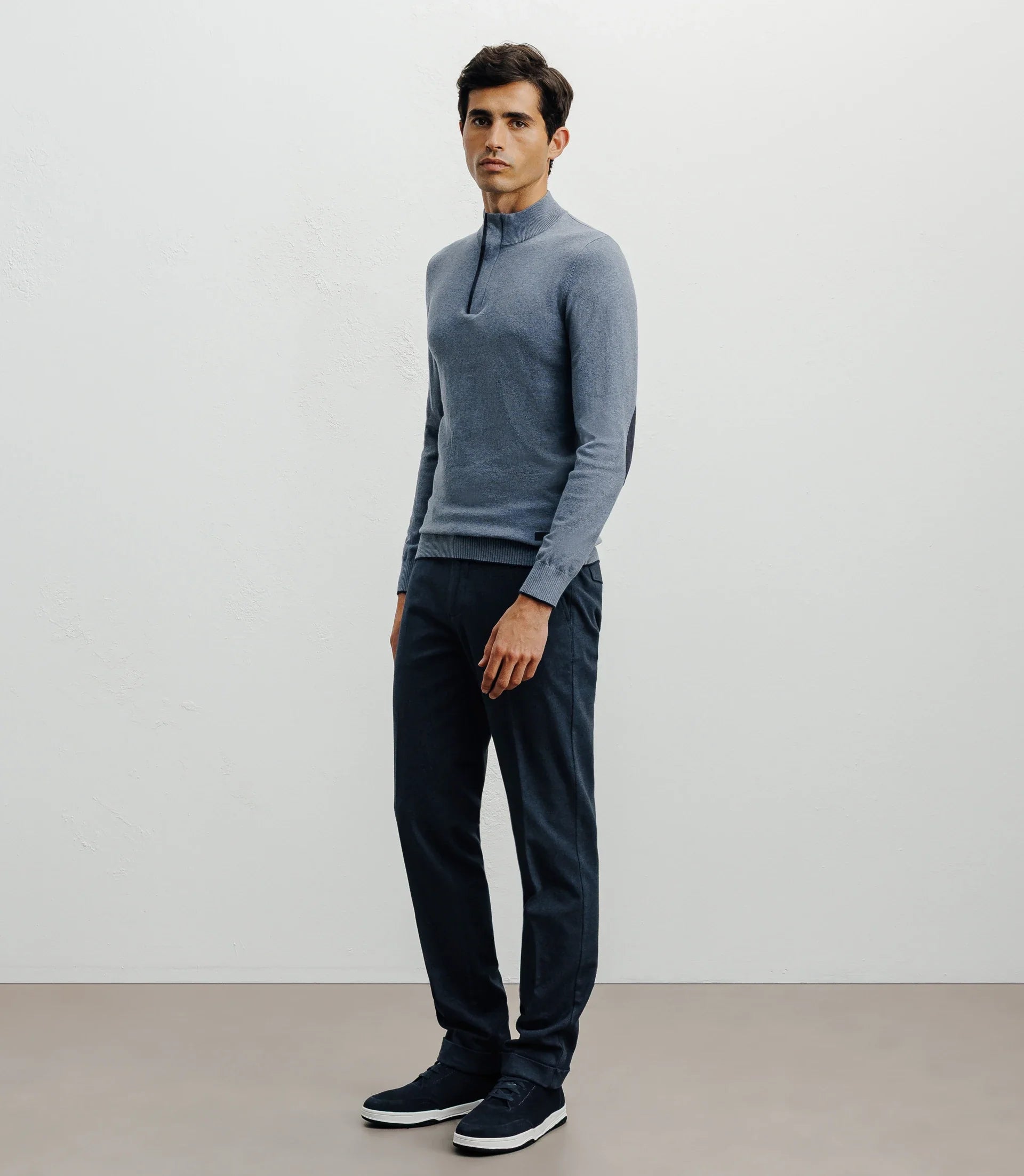 Pull col montant demi zippé indigo - IZAC