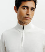 Pull demi zippé mérinos écru - IZAC