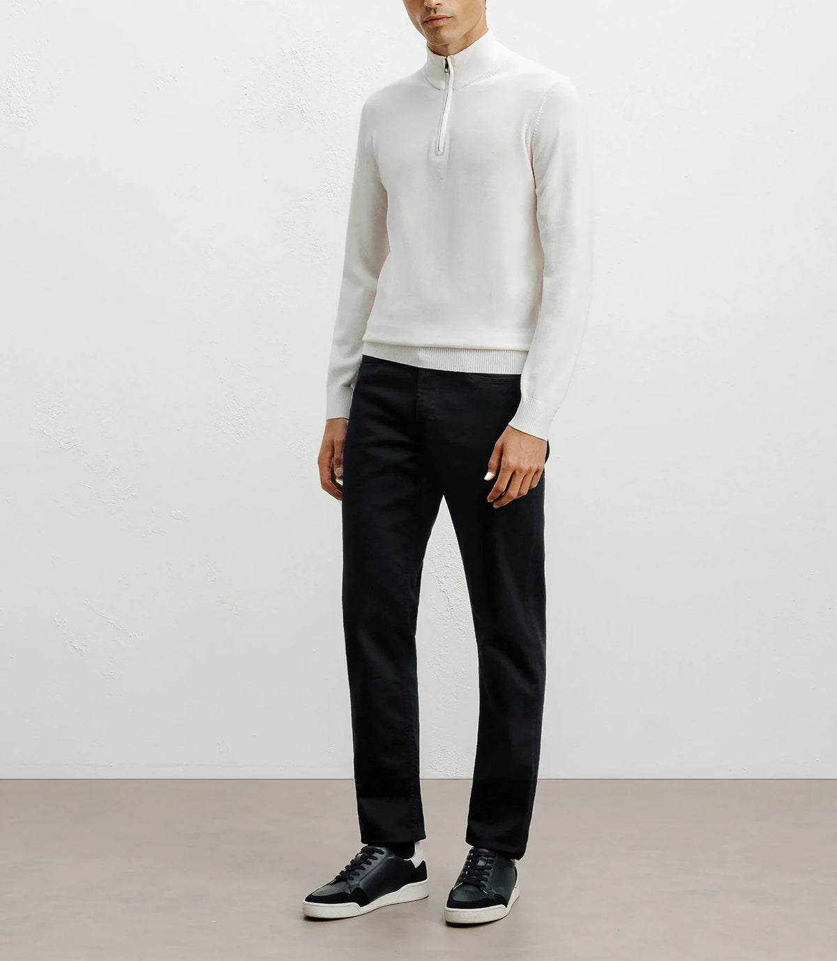 Pull demi zippé mérinos écru - IZAC