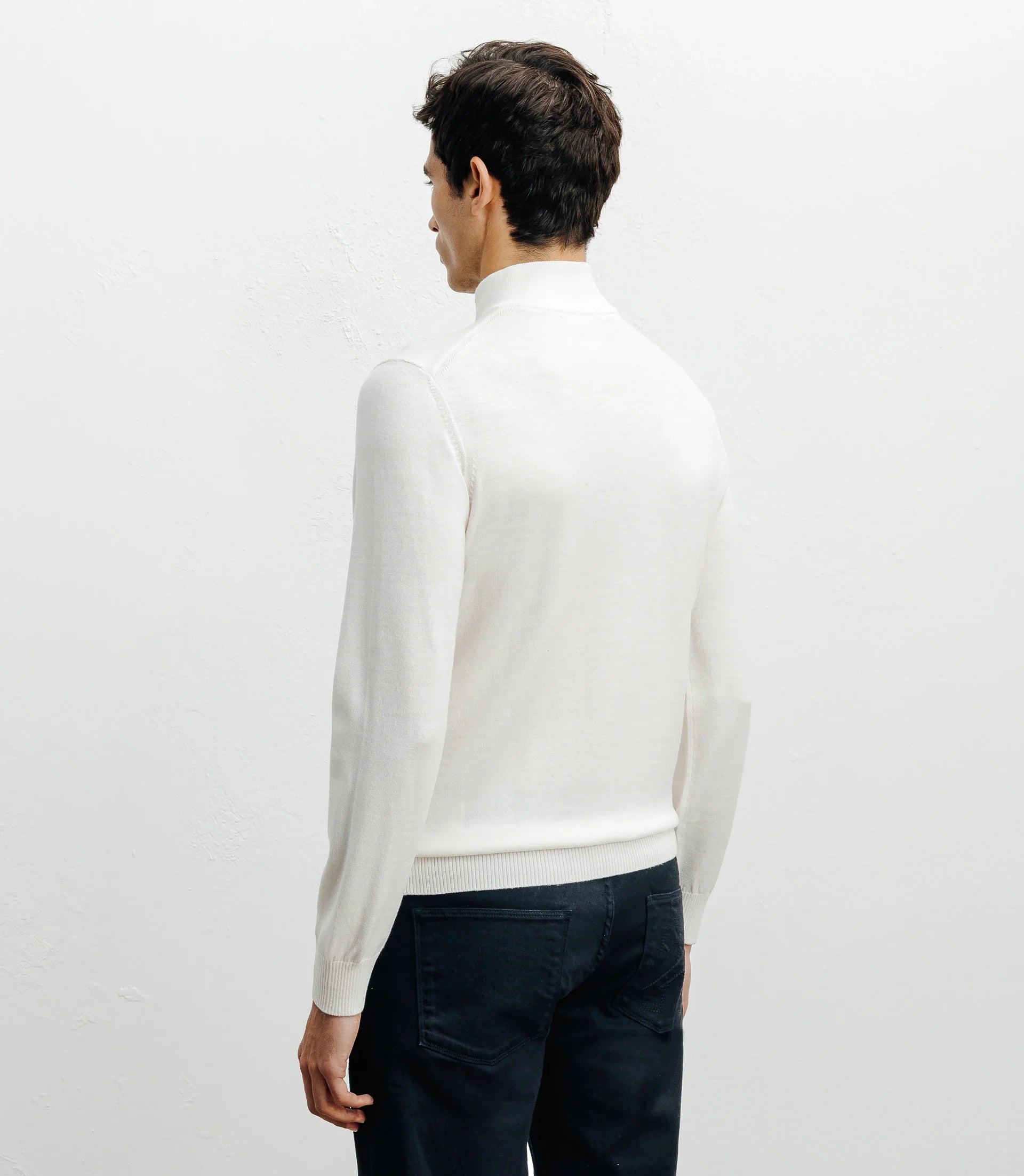 Pull demi zippé mérinos écru - IZAC