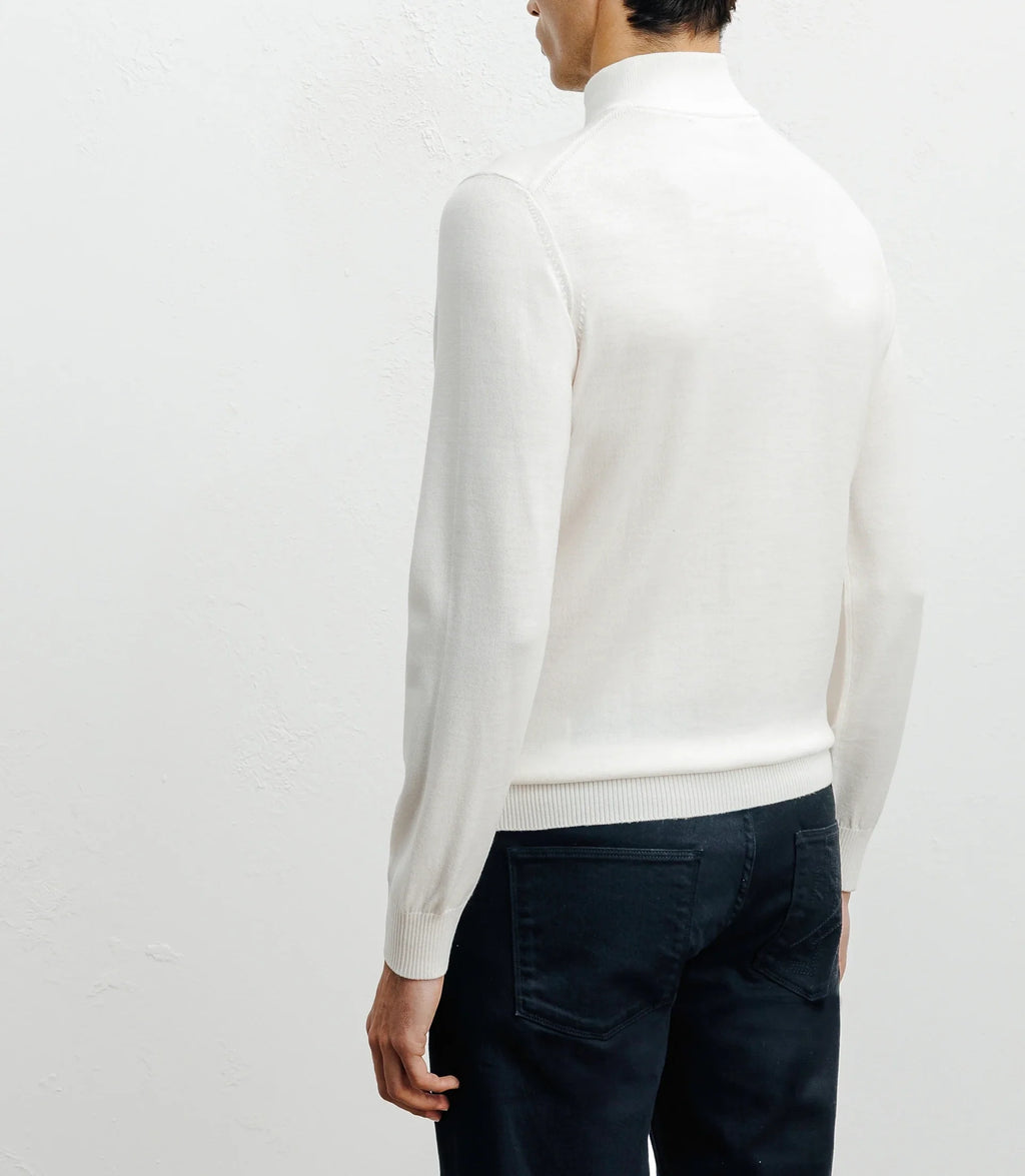 Pull demi zippé mérinos écru - IZAC