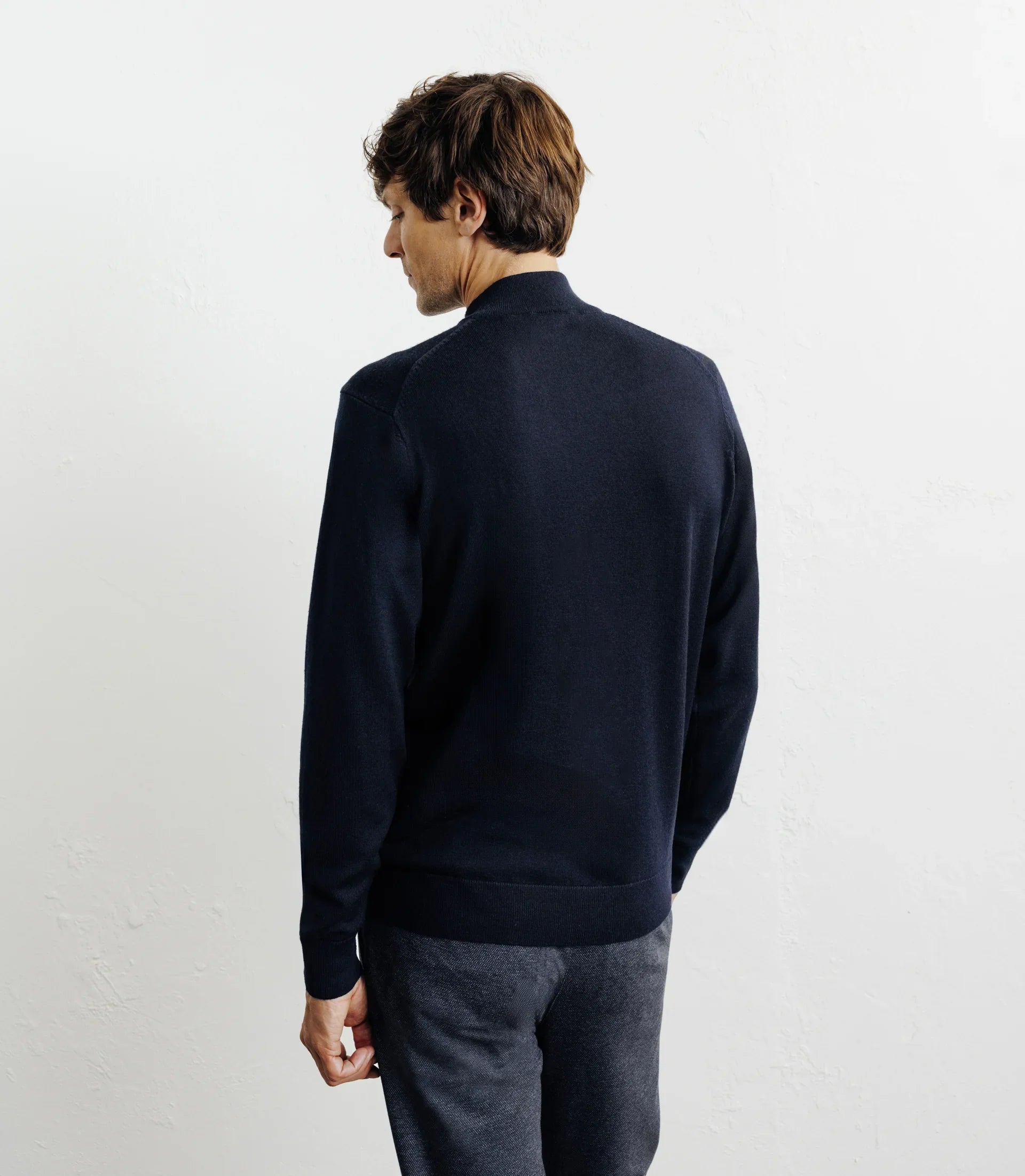 Pull demi zippé mérinos marine - IZAC