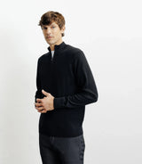 Pull demi zippé mérinos noir - IZAC