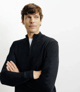 Pull demi zippé mérinos noir - IZAC