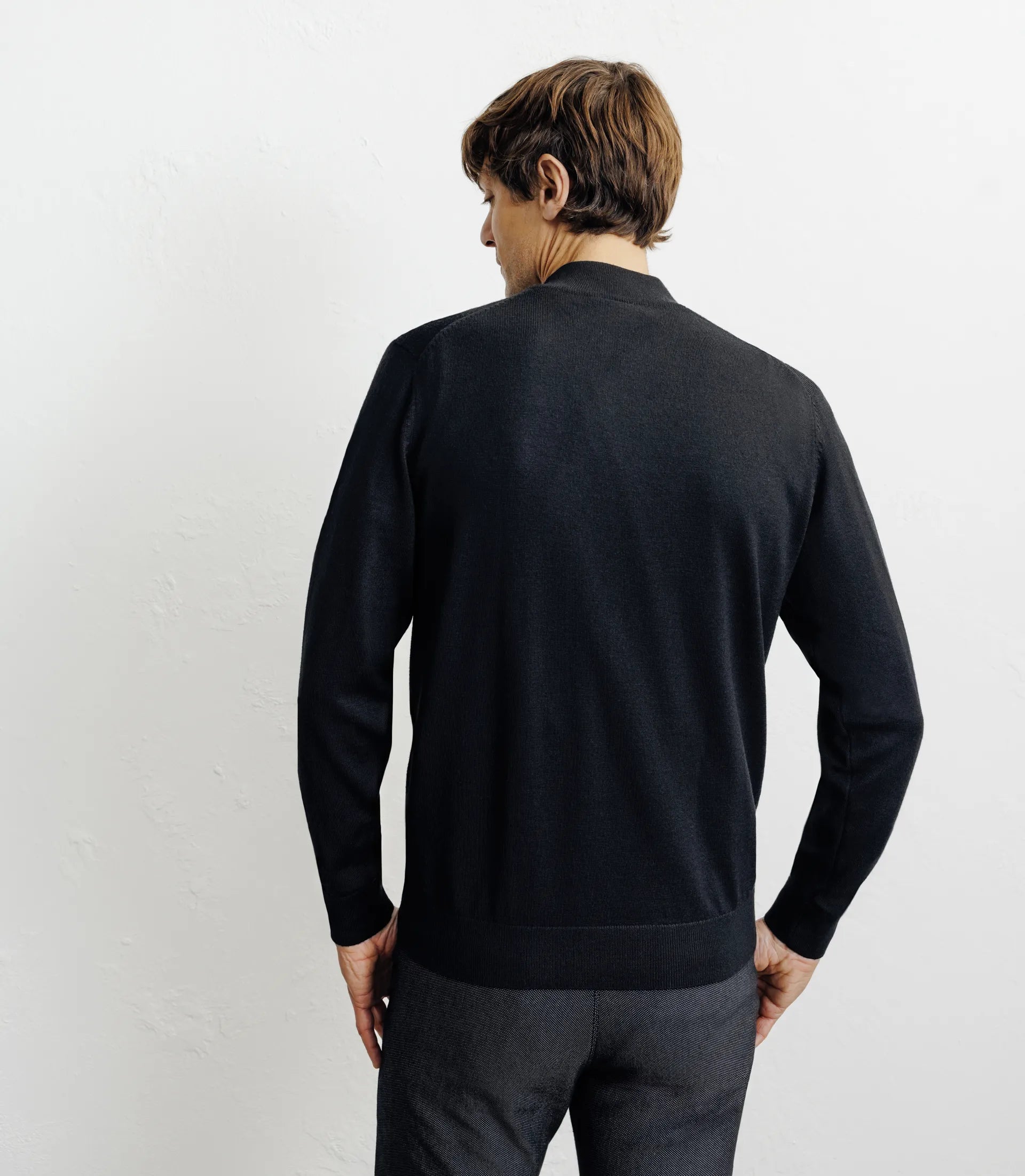 Pull demi zippé mérinos noir - IZAC