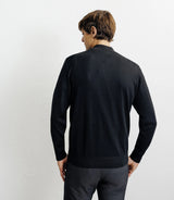 Pull demi zippé mérinos noir - IZAC