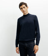 Pull col cheminée mérinos marine - IZAC