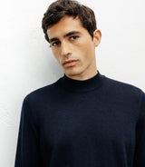 Pull col cheminée mérinos marine - IZAC