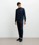 Pull col cheminée mérinos marine - IZAC