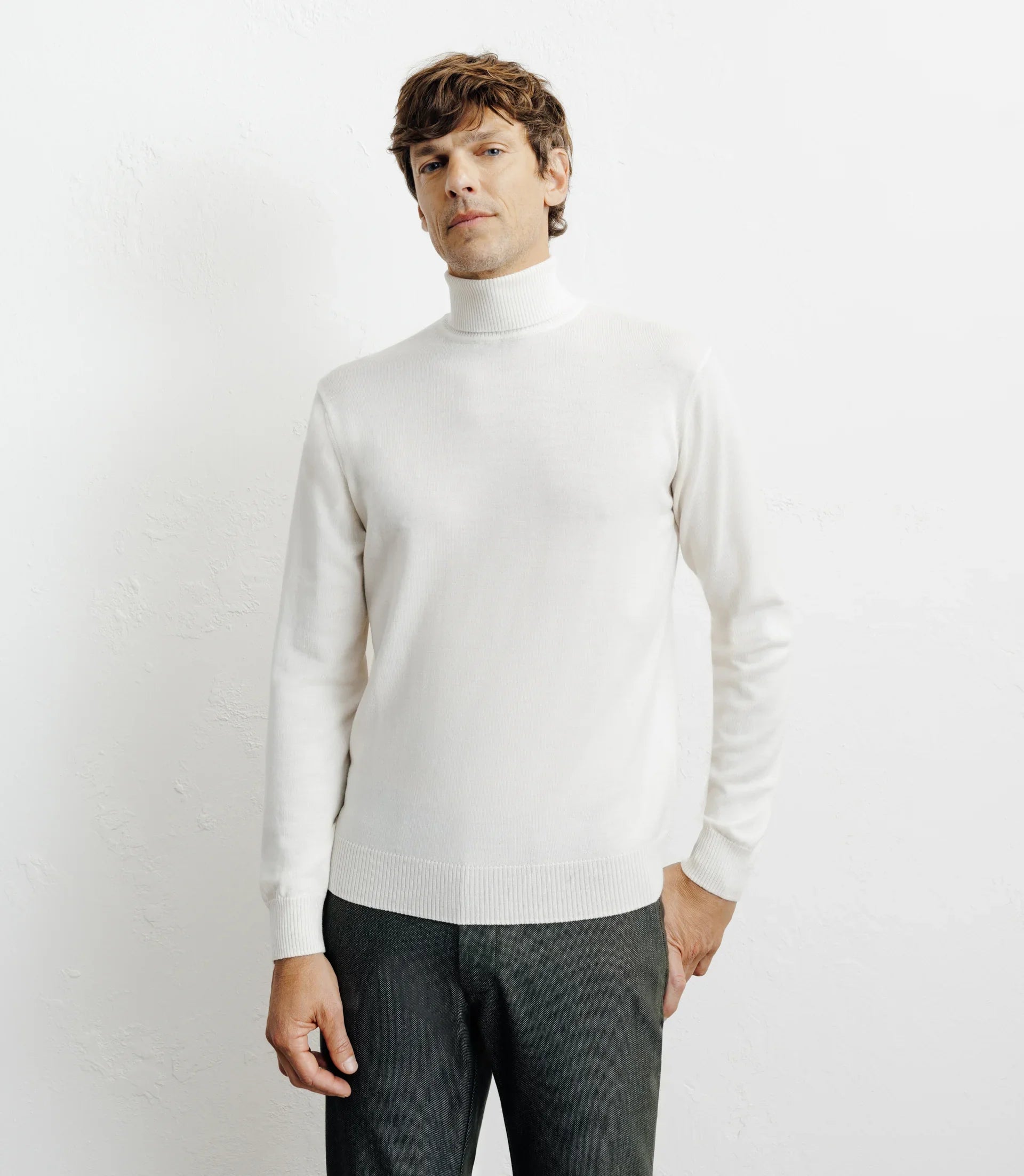 Pull col roulé en mérinos ecru - IZAC