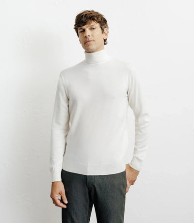 Pull col roulé en mérinos ecru - IZAC