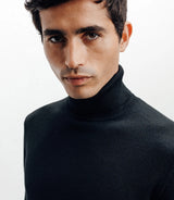 Pull col roulé en laine mérinos noir - IZAC