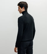 Pull col roulé en laine mérinos noir - IZAC