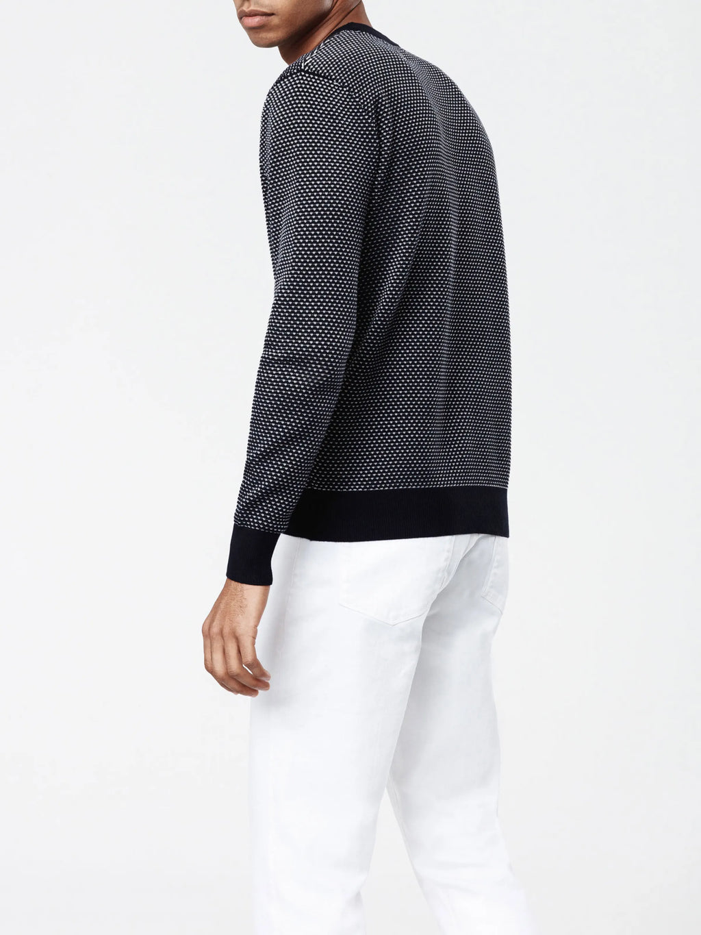 Pull col rond blanc/marine "Napoleon" - IZAC