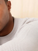 Pull col rond blanc/taupe "Napoleon" - IZAC