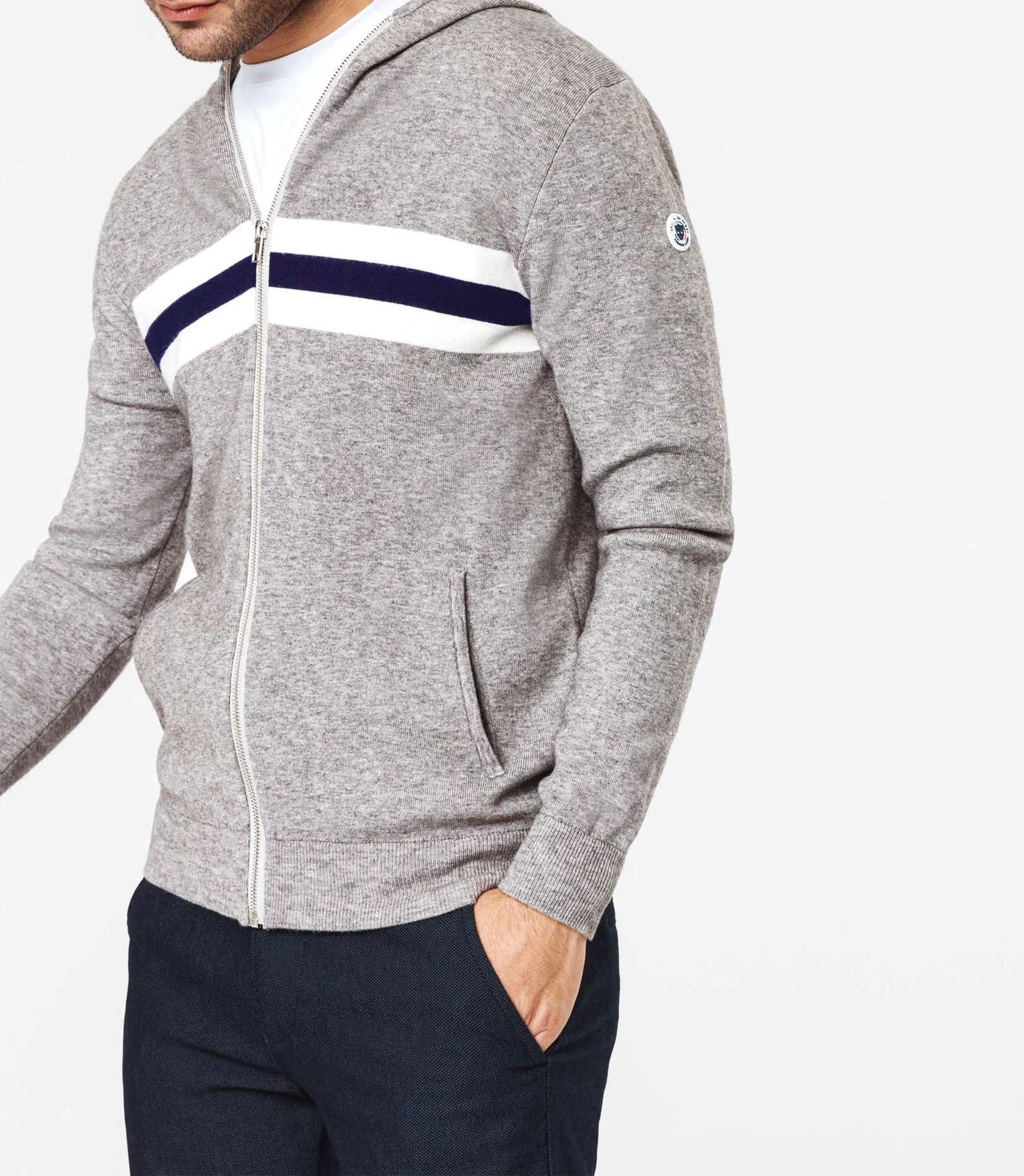 Sweat pull zippé gris chiné "Nikos" - IZAC