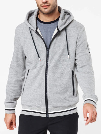 Sweat pull zippé capuche gris - IZAC