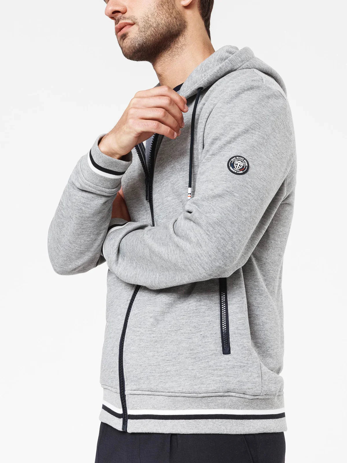 Sweat pull zippé capuche gris - IZAC
