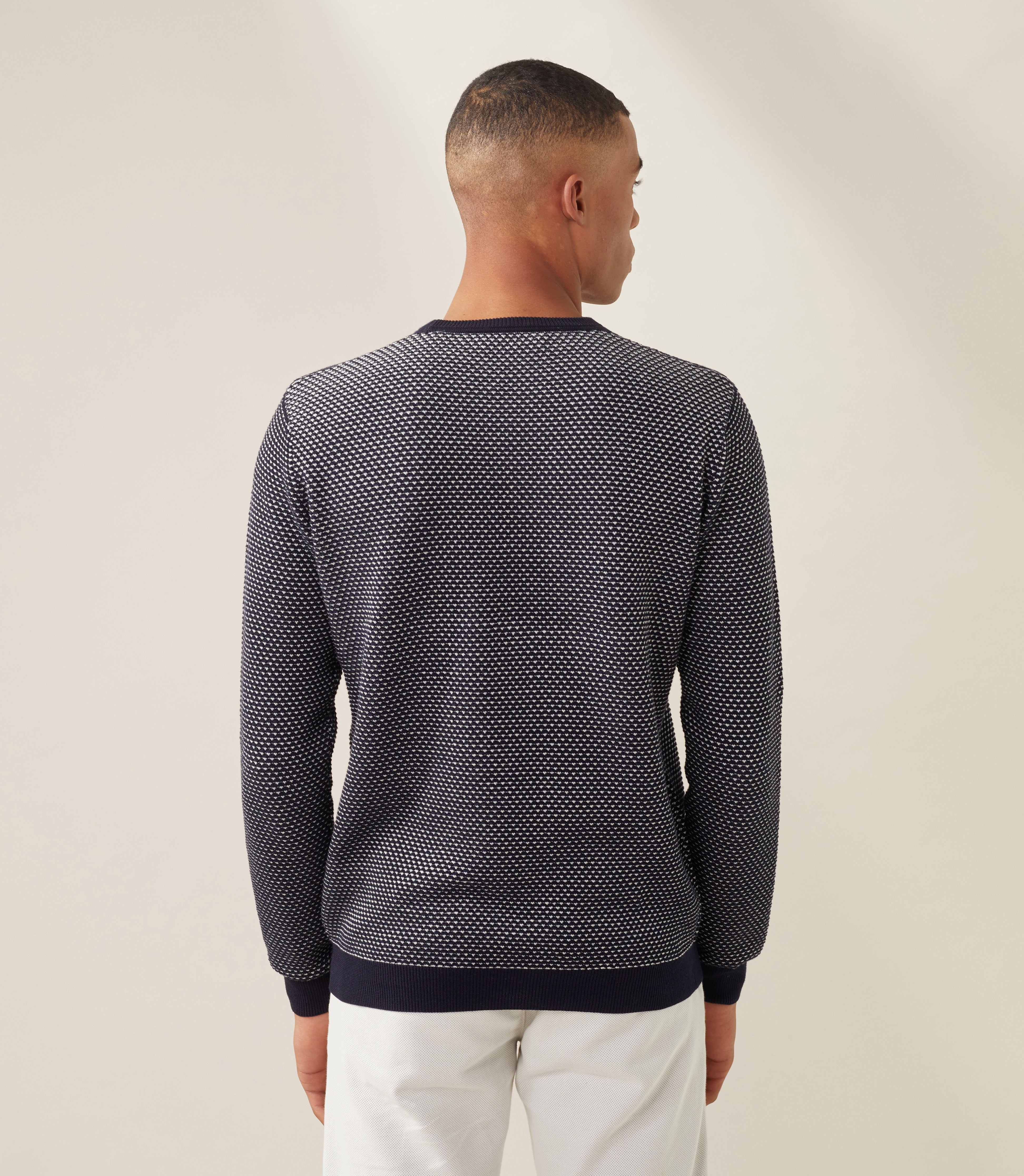 Pull col rond marine - blanc "Fapoleon" - IZAC