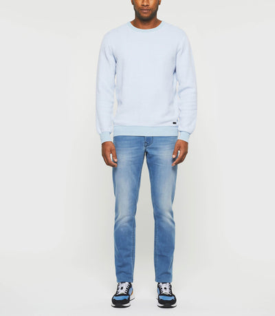 Pull col rond bleu ciel "Damian" - IZAC