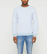 Pull col rond bleu ciel "Damian" - IZAC