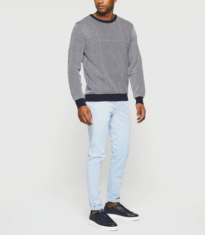 Pull col rond bleu marine "Damian" - IZAC