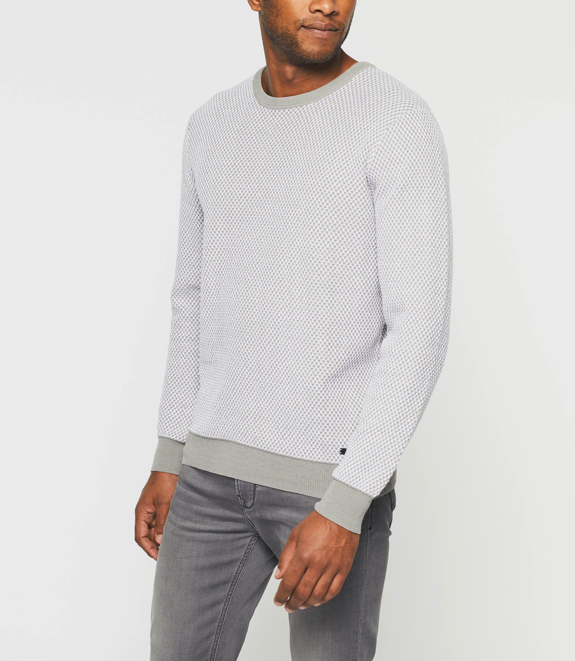 Pull col rond taupe "Damian" - IZAC