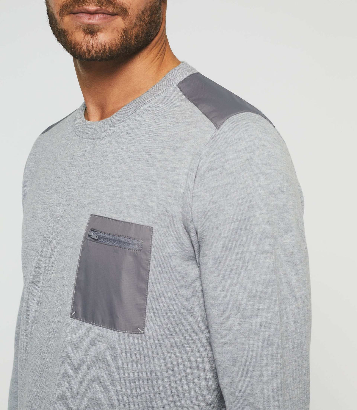 Pull col rond gris chiné "Darius" - IZAC