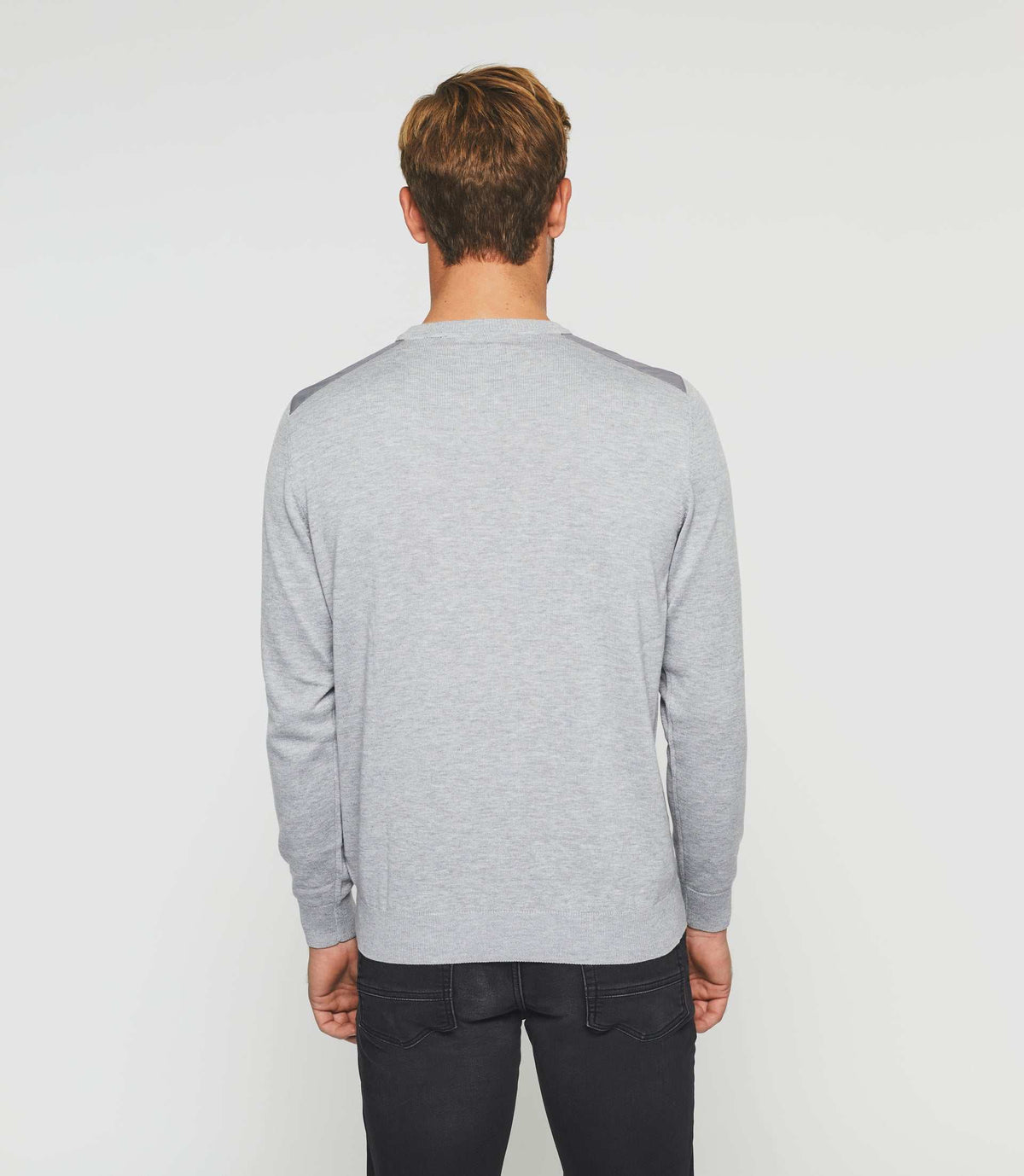 Pull col rond gris chiné "Darius" - IZAC
