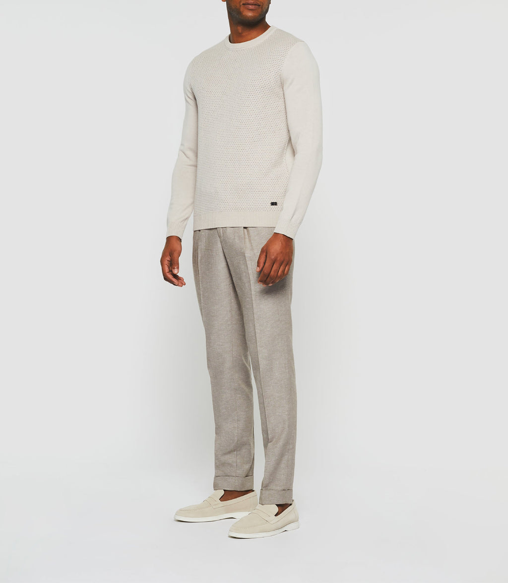 Pull col rond beige "Donatello" - IZAC