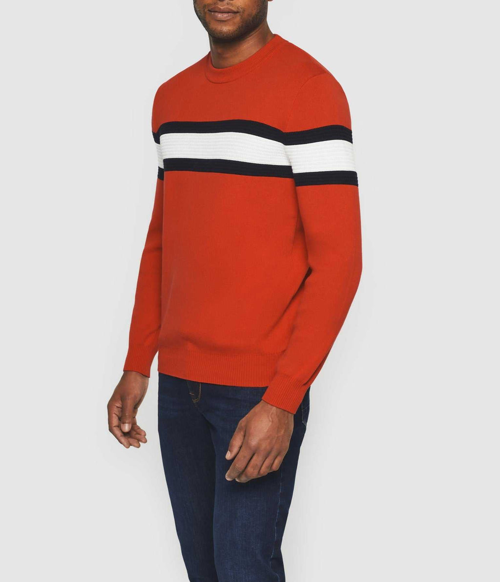 Pull col rond rouge "Donovan" - IZAC