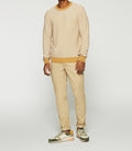 Pull col rond en coton camel et écru DAMIAN - IZAC