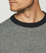 Pull col rond marine et écru DAMIAN - IZAC