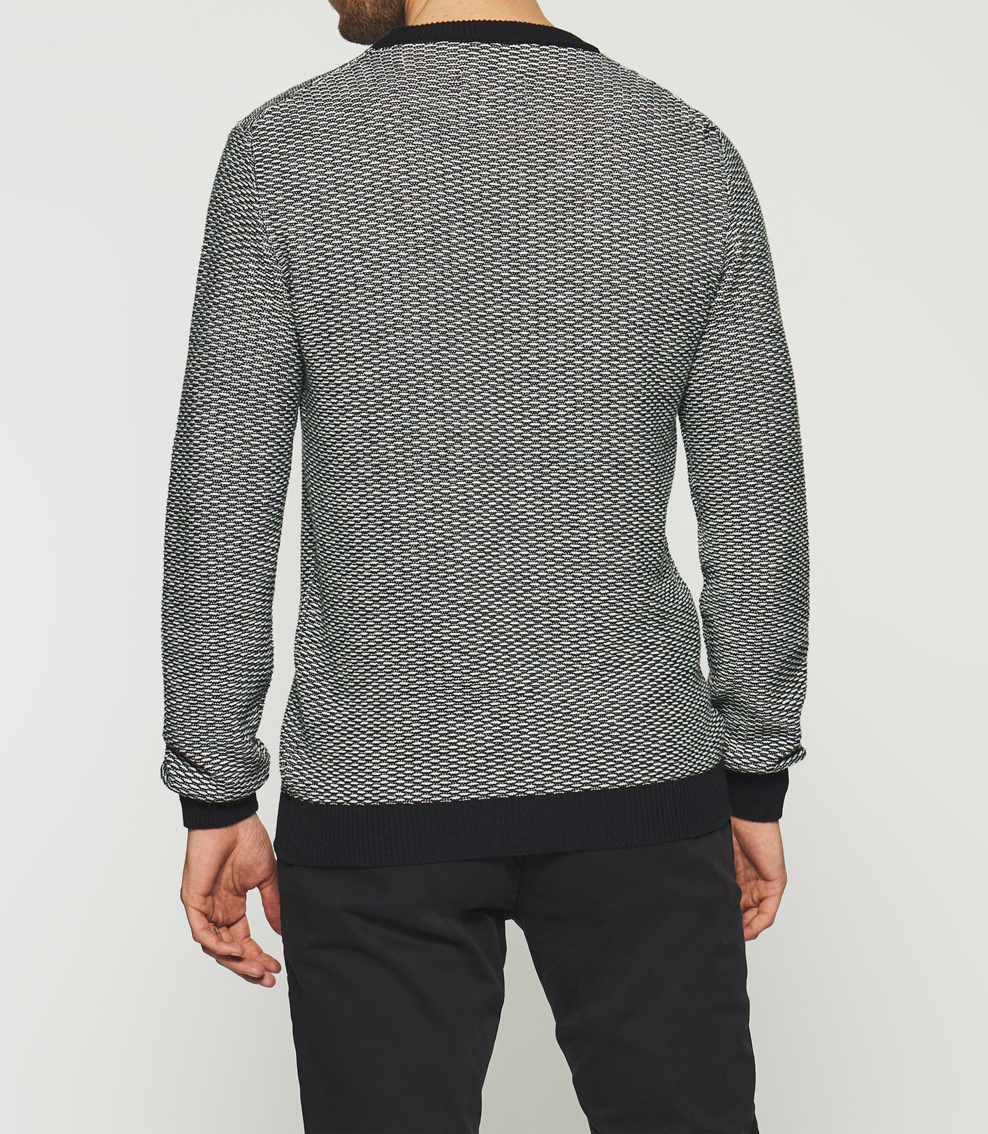 Pull col rond marine et écru DAMIAN - IZAC