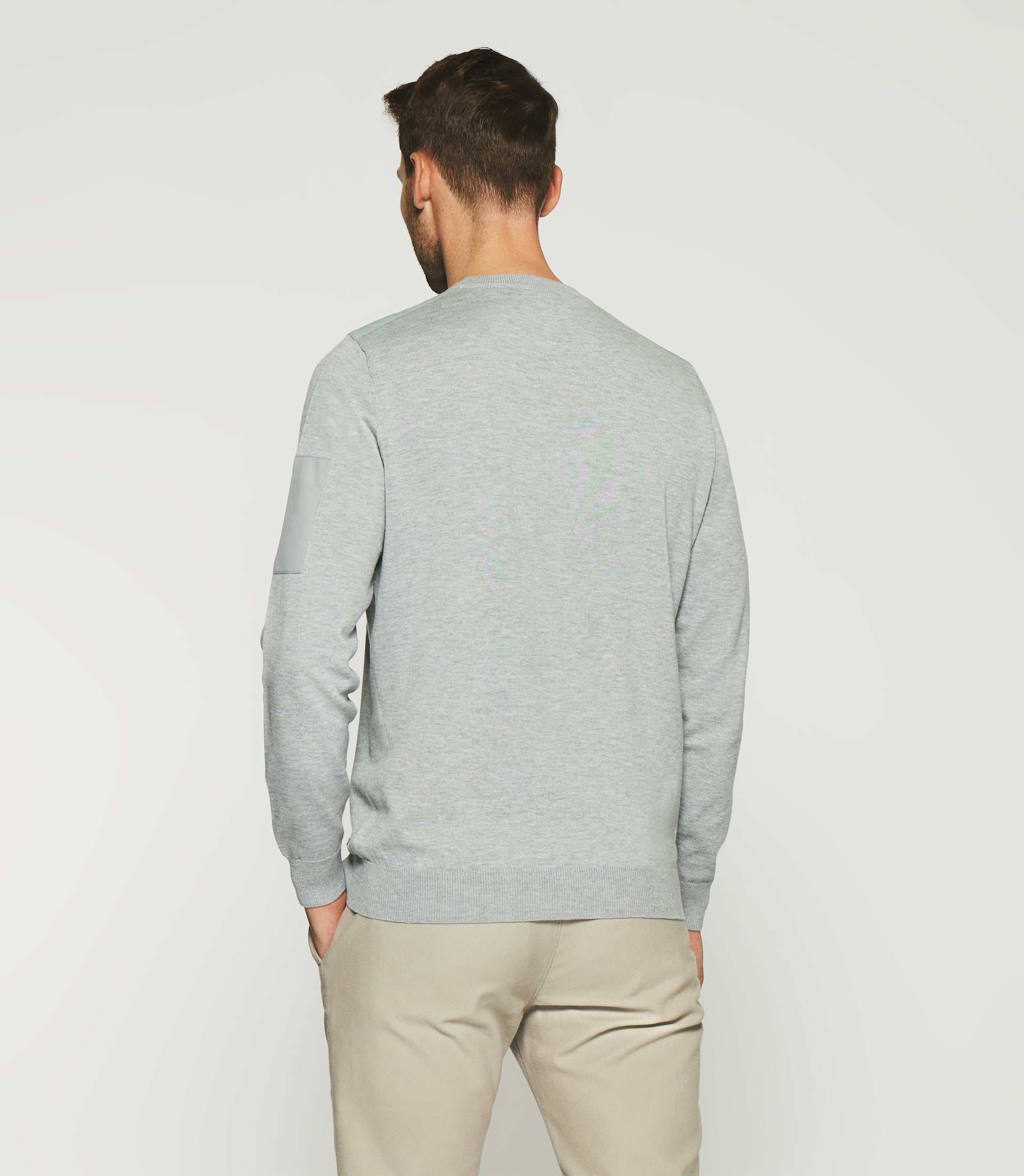 Pull col rond gris DAVID - IZAC